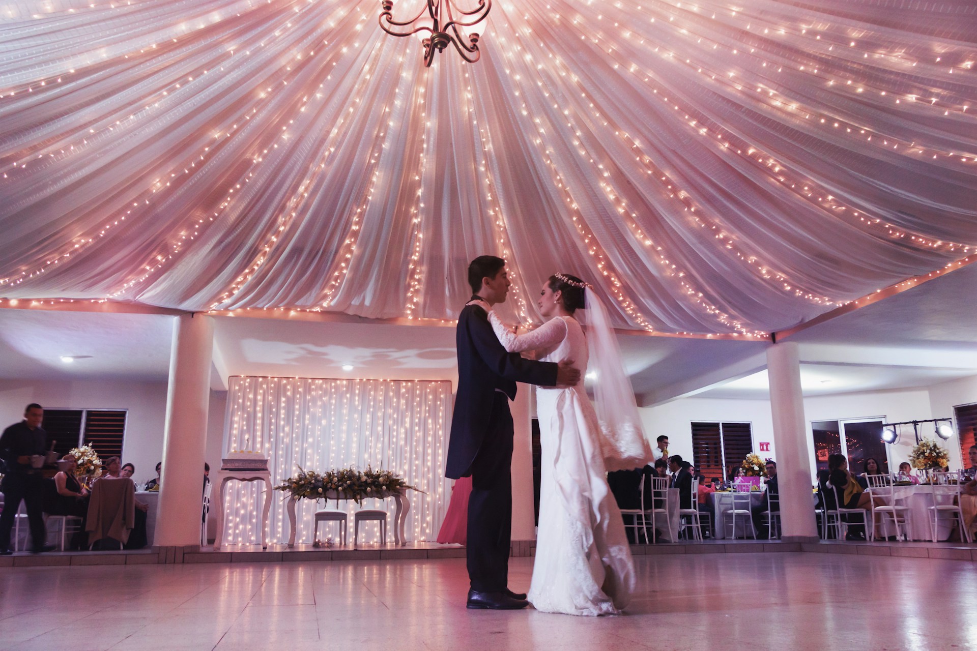 Elegant wedding ceremony setup with floral decorations